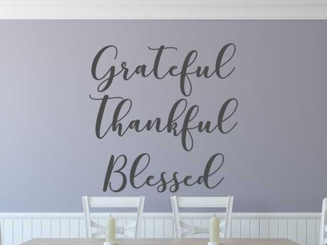 Grateful Thankful Blessed Wall Decal - Quote Gratitude Art Thankful Blessed Vinyl Lettering - image 1