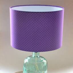 Handmade Purple Polkadot Drum Lampshade Tula Pink Fabric - thumbnail 2