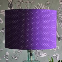 Handmade Purple Polkadot Drum Lampshade Tula Pink Fabric - thumbnail 1