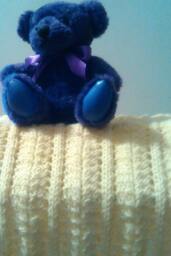 Yellow Thin Feathers Worsted Weight Handmade Hand Knitted Baby Afghan Or Blanket Lap
