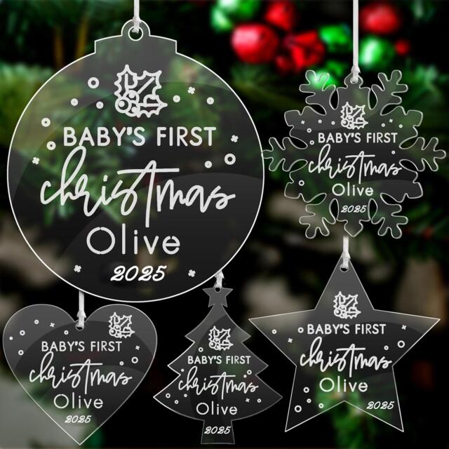 Personalised Baby's 1st Christmas Bauble 2025 Xmas Decorations Custom Acylic Tree Ornaments Santa Gift For Kids Family - image 1