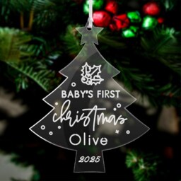 Personalised Baby's 1st Christmas Bauble 2025 Xmas Decorations Custom Acylic Tree Ornaments Santa Gift For Kids Family - thumbnail 2