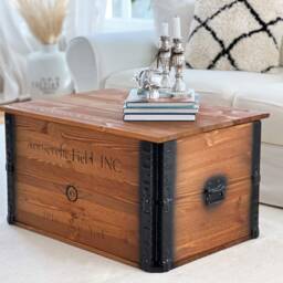 Coffee Table Chest Wooden Box Vintage Shabby Chic - thumbnail 3
