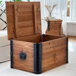 Coffee Table Chest Wooden Box Vintage Shabby Chic - thumbnail 4