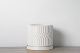 "Sedona Planter With Drainage & Saucer in White, Unique 3D-Printed Plant Pot, Small To Large Sizes 4"" 5"" 6"" 7"" 8" - thumbnail 1