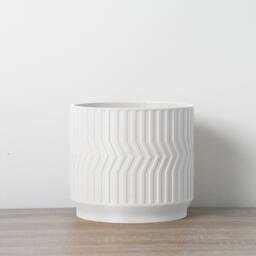 "Sedona Planter With Drainage & Saucer in White, Unique 3D-Printed Plant Pot, Small To Large Sizes 4"" 5"" 6"" 7"" 8" - thumbnail 2