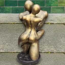 Love Couple Statue Concrete Romantic Sculpture Stone Lovers Figurine Cement Modern Pair Ornament Outdoor Decor Lawn Art Anniversary Gift - thumbnail 2