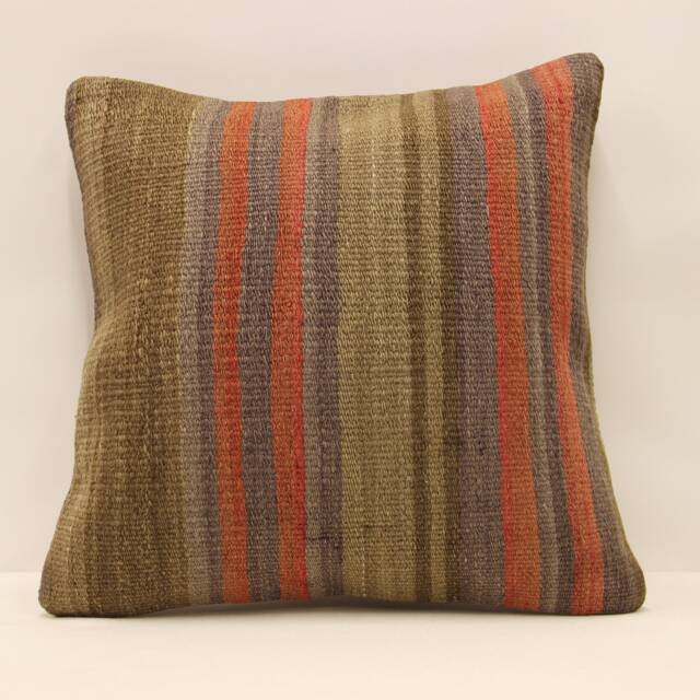 Decorative Pillow, 16x16 Turkish Kilim Cover, Home Living Design Boho Vintage Rustic Throw Pillov Covers Pillow Old Cushion 4Kf-418 - image 1