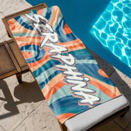 Daisy Name Beach Towel, Retro Oversized Personalized Monogram Pool Signature Towel For Kids, Vacation Gift, Picnic - thumbnail 2