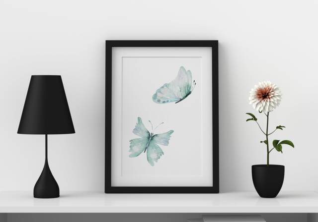 Blue Watercolour Butterflies A3, A4, 5x7 & 4x6 Wall Art Prints