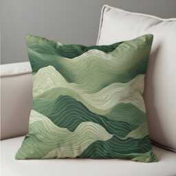 Abstract Mountain Cushion Cover, Green Topographic Line Art Pillow Case, Nature Landscape Throw Modern Home Decor - thumbnail 2