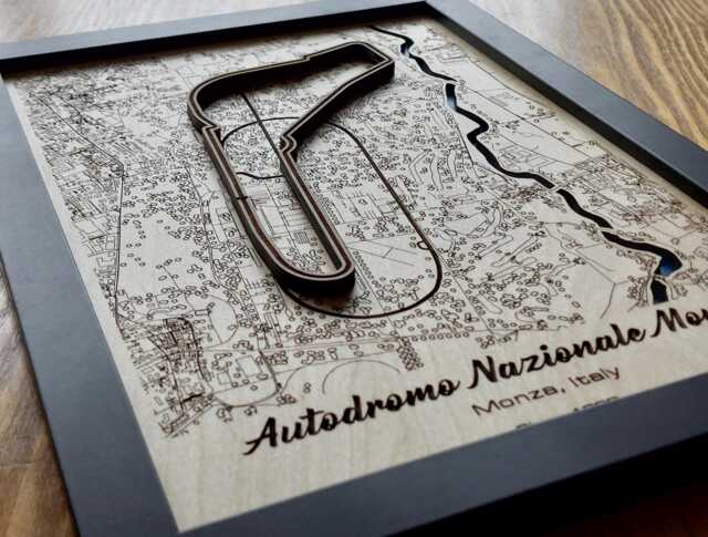 Monza Wall Art Laser Engraved Wood, F1 Italian Gp Gift - image 1