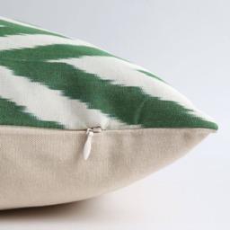 Handwoven Silk Ikat Pillow Cover Uzbeki Lumbar Cushion - 16x24 - thumbnail 4
