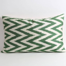 Handwoven Silk Ikat Pillow Cover Uzbeki Lumbar Cushion - 16x24 - thumbnail 3