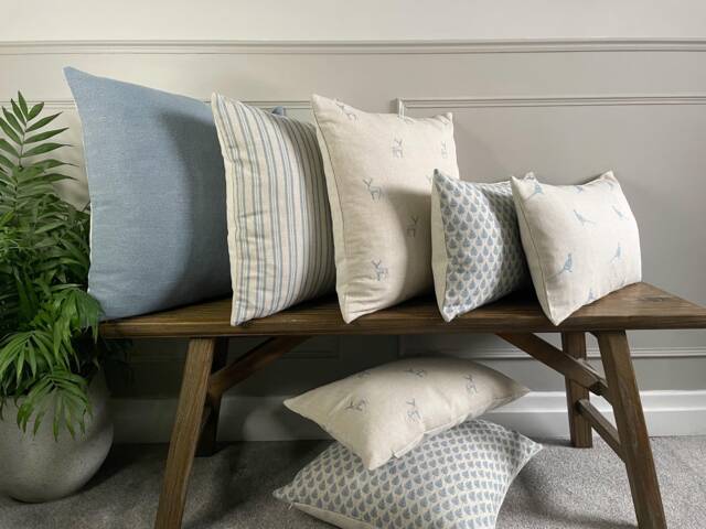 Dusky Blue Linen Modern Farmhouse Cushion Covers - image 1