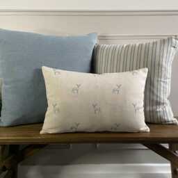 Dusky Blue Linen Modern Farmhouse Cushion Covers - thumbnail 4