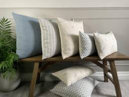 Dusky Blue Linen Modern Farmhouse Cushion Covers