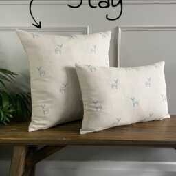 Dusky Blue Linen Modern Farmhouse Cushion Covers - thumbnail 3
