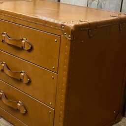 Luxury Leather Handmade Nightstand Pair - Drawer Bedside Cabinet Made in England - thumbnail 1