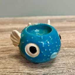 Small Pufferfish Tealight Candle Holder Ocean Seaside Beach Nautical Home Decoration Ornament - thumbnail 3