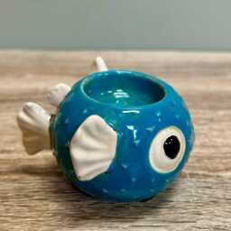 Small Pufferfish Tealight Candle Holder Ocean Seaside Beach Nautical Home Decoration Ornament - thumbnail 2