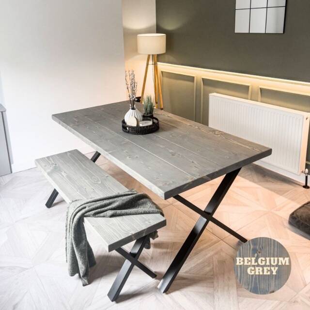 Rustic Dining Table & Bench/Chairs X Cross Leg Frame - image 1