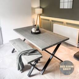 Rustic Dining Table & Bench/Chairs X Cross Leg Frame
