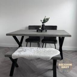 Rustic Dining Table & Bench/Chairs X Cross Leg Frame - thumbnail 3