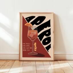 Aperol Spritz Cocktail Print, Home Bar, Kitchen Poster, Retro Alcohol Gift, Decor Wall Art, Art/A5, A4, A3, A2, A1/ Unframed - thumbnail 1