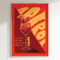 Aperol Spritz Cocktail Print, Home Bar, Kitchen Poster, Retro Alcohol Gift, Decor Wall Art, Art/A5, A4, A3, A2, A1/ Unframed - thumbnail 3