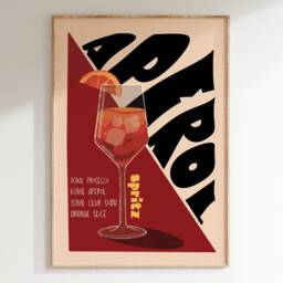 Aperol Spritz Cocktail Print, Home Bar, Kitchen Poster, Retro Alcohol Gift, Decor Wall Art, Art/A5, A4, A3, A2, A1/ Unframed - thumbnail 2