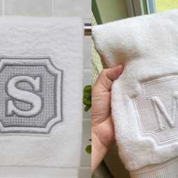 Personalized Embroidered 100% Cotton Towel, Embossed Initial - thumbnail 3