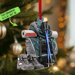 Personalized Hiking Backpack Ornament, Acrylic Flat Gift For Lovers, Christmas Tree Hanging Decor - thumbnail 2