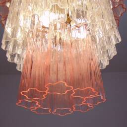 Pink & Clear Tronchi Murano Glass Chandelier Three Tiers - thumbnail 3