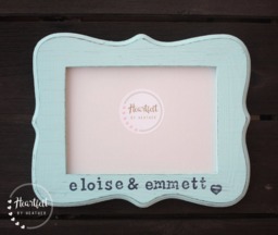 Personalized Twin Baby Gift Picture Frame - Hand-Painted Wood - thumbnail 1