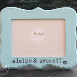 Personalized Twin Baby Gift Picture Frame - Hand-Painted Wood - thumbnail 2
