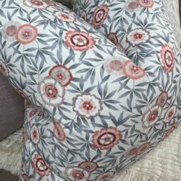 Cotton Cushion Cover, Pillow Scatter Cover - Harlequin Komovi Fabric Coral Peble Pink Floral 100% Cotton, Double Sided - thumbnail 2