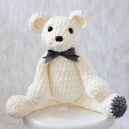 Gray & Cream Baby Blanket, Unisex Bedding, Teddy Bear With Rattle, Neutral Gift, & White Nursery, Security Blanket - thumbnail 3