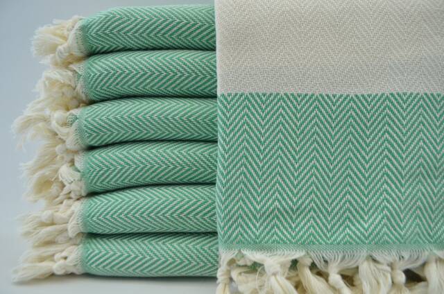"Turkish Towel, Green Towel, Handmade Towel, 40""x70" - image 1