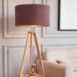 New Luxury Velvet Mauve Purple Upholstery Drum Lamp Shade & Pendant Light Suitable For Both Table Ceilings - thumbnail 2