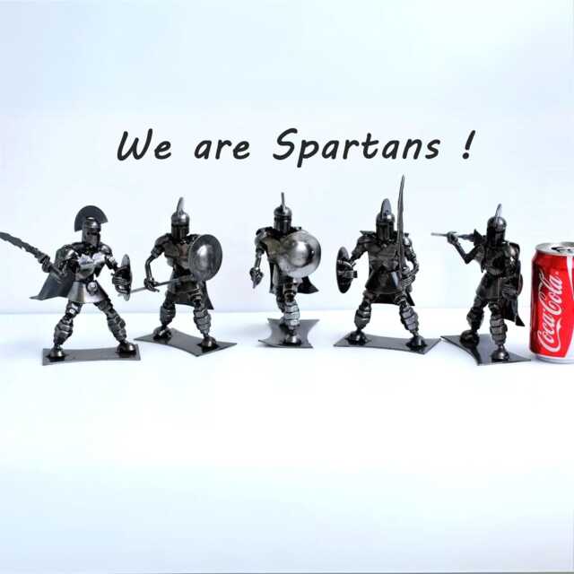 Handmade Metal Spartan Figurine, Recycled Steel Art, Fun Desk Decor, Small Warrior Ornament Gift - image 1