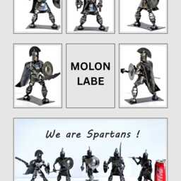 Handmade Metal Spartan Figurine, Recycled Steel Art, Fun Desk Decor, Small Warrior Ornament Gift - thumbnail 2