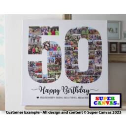 Happy 50Th Birthday Mum Dad Wife Husband Son Daughter Friend Personalised Photo Collage Party Board Framed Canvas Print Gift - thumbnail 1