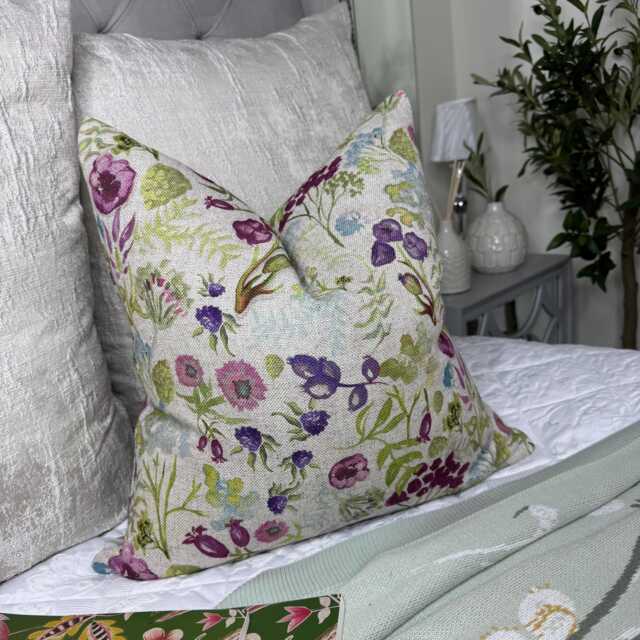 Multicoloured Floral Cushion Cover - Art Of The Loom Poppy Fabric Country Home Decor - image 1