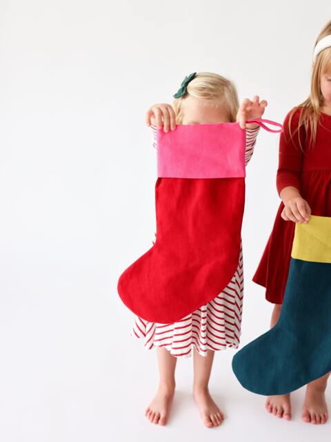 Bright Christmas Stockings, Linen Modern Stocking Pink, Stockings Christmas, Large Family - image 1