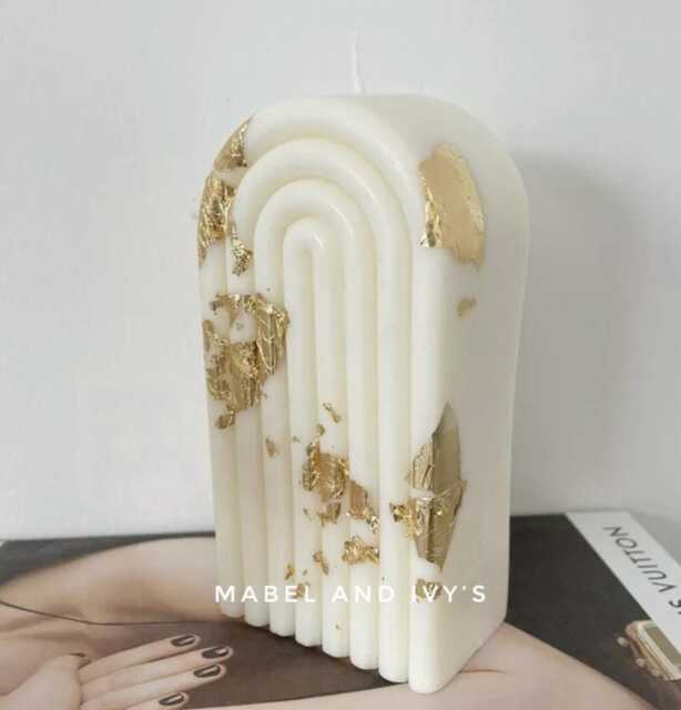 Rainbow Arch Candle Statement Fragranced Luxury Soy Wax Gold Leaf - image 1
