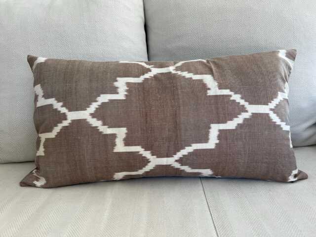 Silk Waterwave Taffeta Ikat Burgundy Cushion Cover Approx 62cm X 34cm - image 1