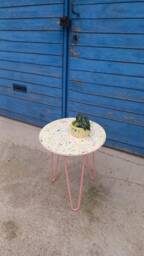 Coffee Table, Side Balcony Terrazzo Table With Metal Legs, Personalize The Color - thumbnail 1