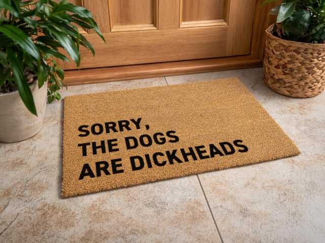 Sorry The Dogs Are Dickheads Doormat - Funny Pet Owner Gift Rude Welcome Rug - image 1
