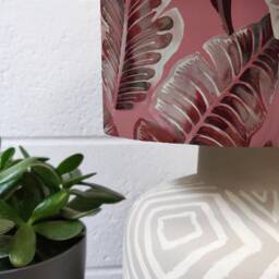 Pink Tropical Leaves Lampshade in Velvet With Copper Lining - thumbnail 2